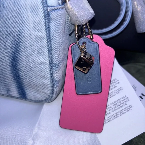 NWT Last One!!! Coach Carey Crosby Bag in Loved Denim with Charms - Picture 3 of 13